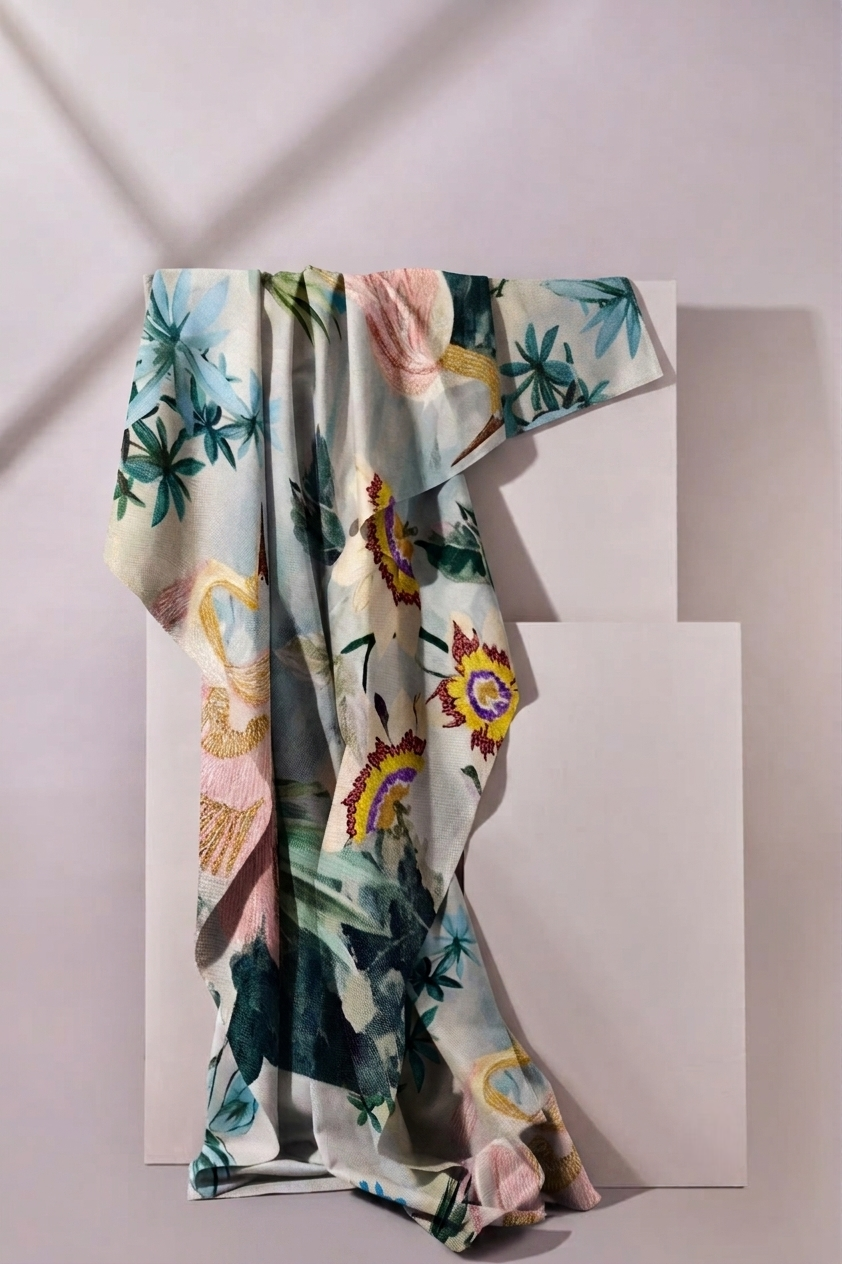 Lagoon Cranes Fabric