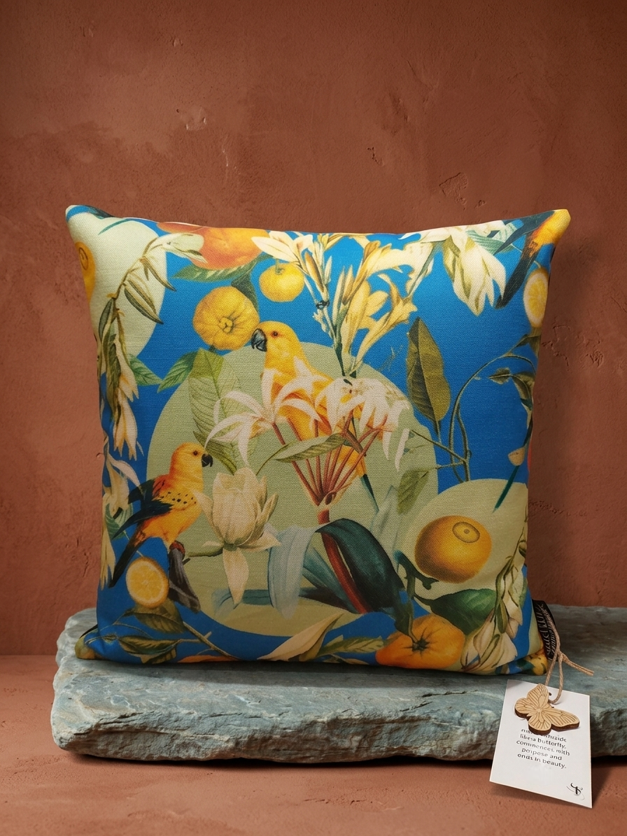 Lemon and Parrot Cushion