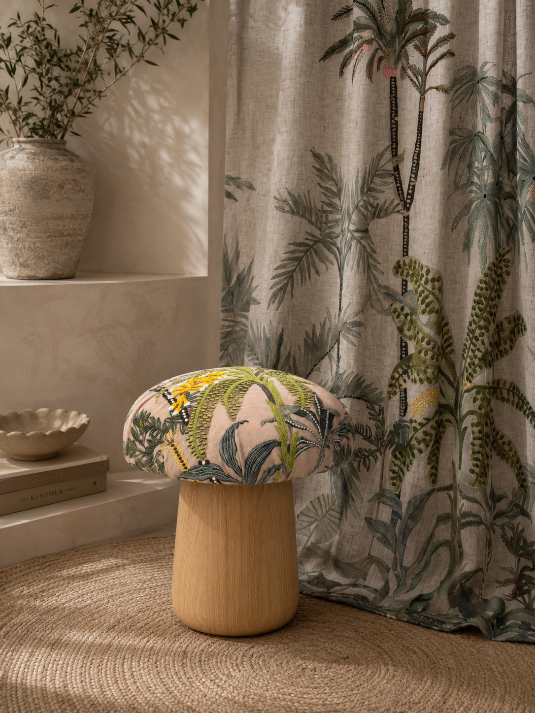 Mediterranean Trees Mushroom Pouf