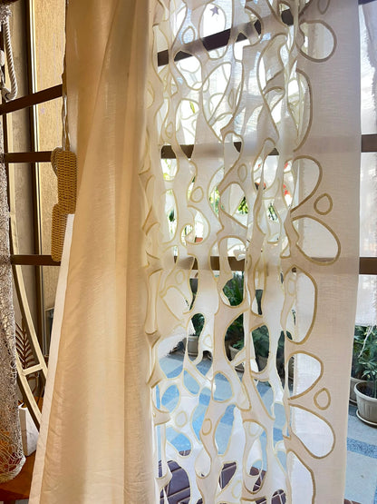 Greek White Geometric Curtain